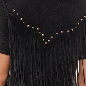 BULLY Dangling FRINGE & BLING Inset TOP Embellished Stud T-SHIRT Priced CHEAP